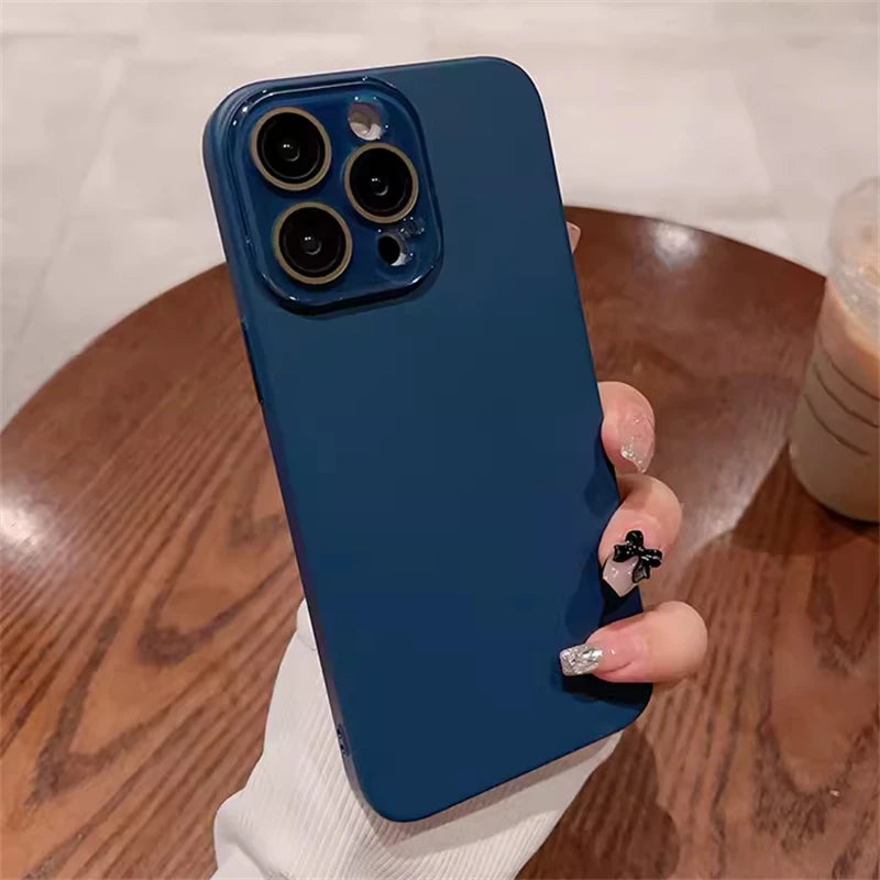 Simple Matte Full Coverage Lens Protection Case For iPhone