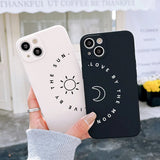 Simple Sun Moon Black White Couple Phone Case For iPhone