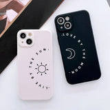 Simple Sun Moon Black White Couple Phone Case For iPhone