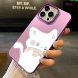 Cute Cat Matte Laser Phone Case for iPhone