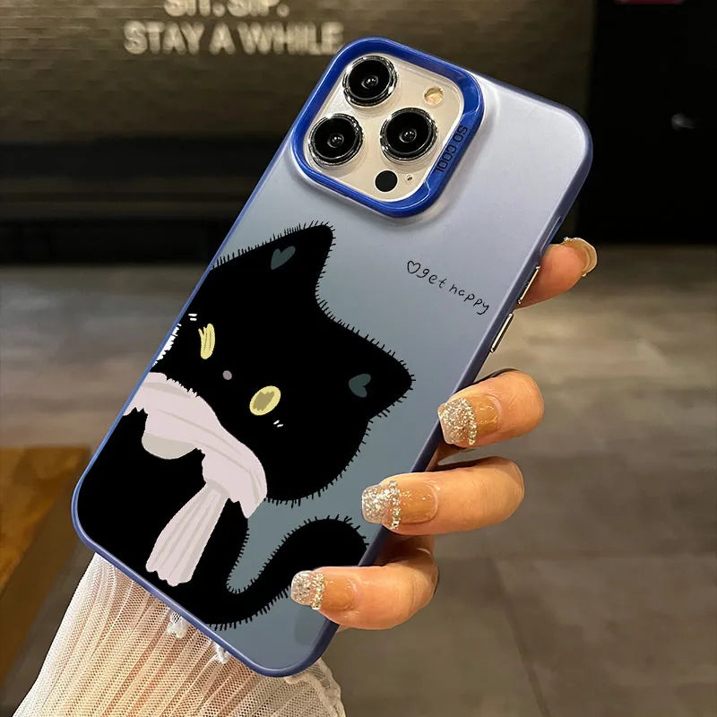 Cute Cat Matte Laser Phone Case for iPhone