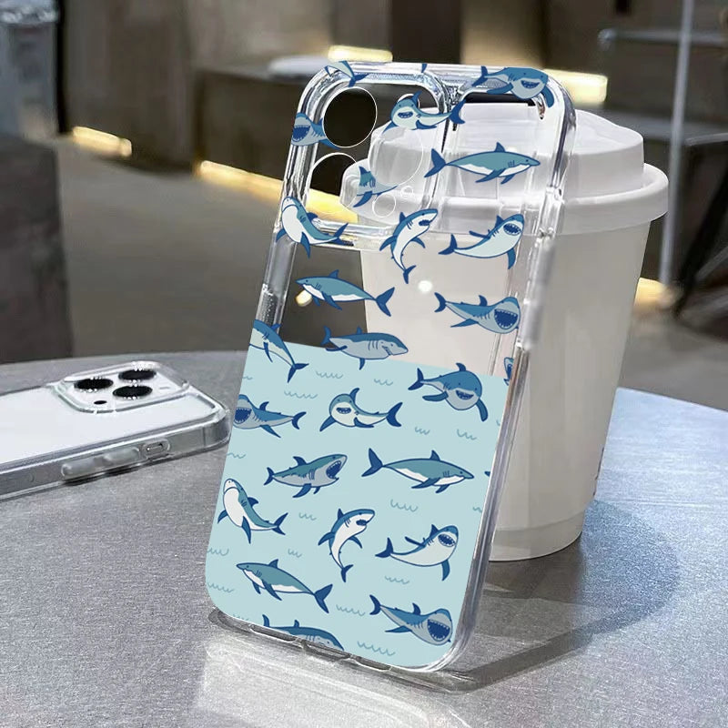 Summer Ocean Animals Shark Dolphin Fish Clear Case For iPhone