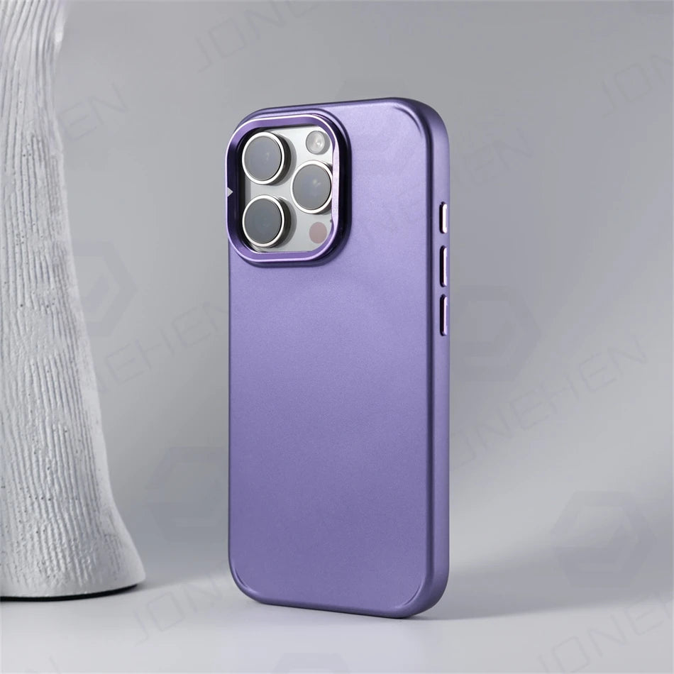 Alloy Lens Stand Slim Matte Case For iPhone