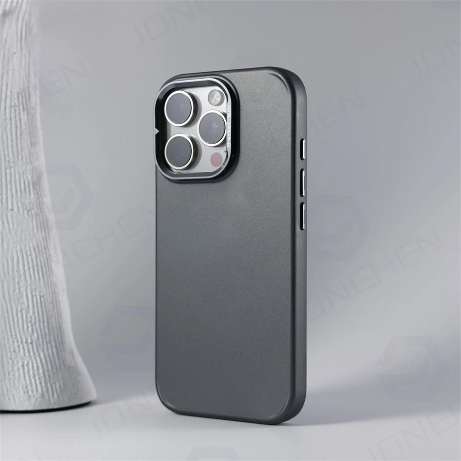 Alloy Lens Stand Slim Matte Case For iPhone