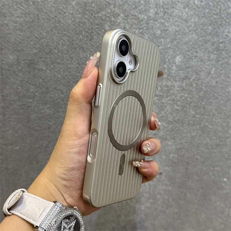 Titanium Luggage Pattern Magnetic Phone Case For iPhone