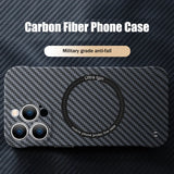 Ultra Thin Carbon Fiber Magnetic Wireless Charging Frameless Case for iPhone