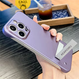 Ultra Thin Frameless Matte Fold Metal Holder With Camera Protection Case For iPhone