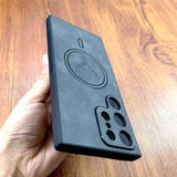 Leather Deer Magnetic Wireless Charging Case For Samsung