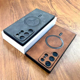 Leather Deer Magnetic Wireless Charging Case For Samsung