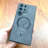 Leather Deer Magnetic Wireless Charging Case For Samsung