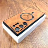 Leather Deer Magnetic Wireless Charging Case For Samsung