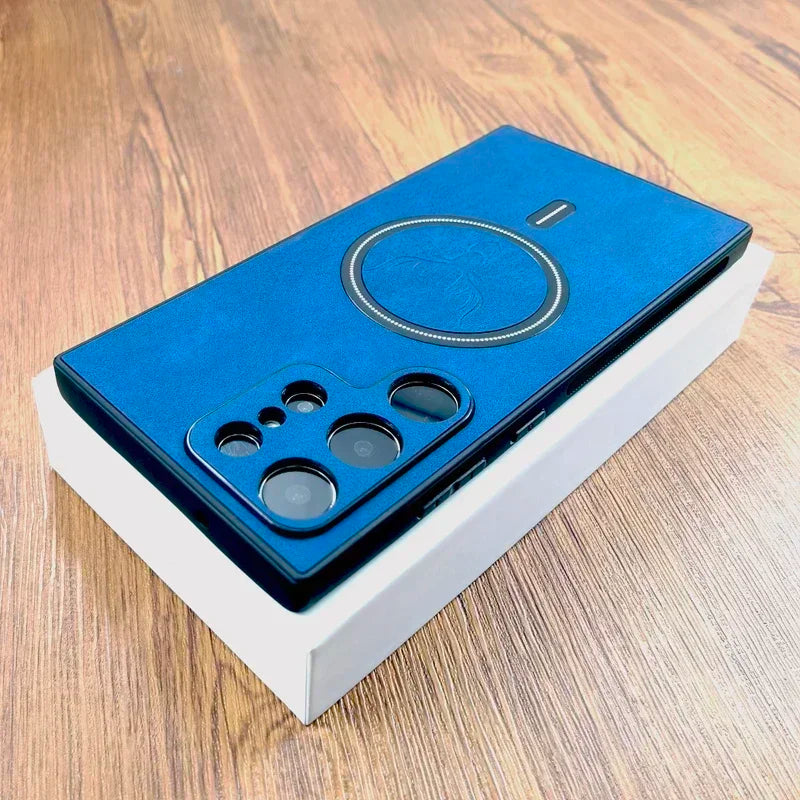 Leather Deer Magnetic Wireless Charging Case For Samsung