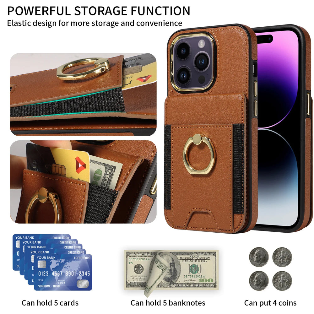 Wallet Finger Ring Phone Case For iPhone