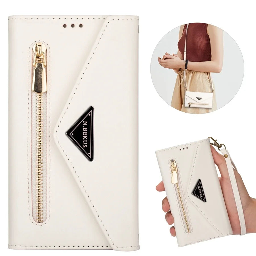 Wallet Multi-card Zipper Flip Leather Case For Samsung