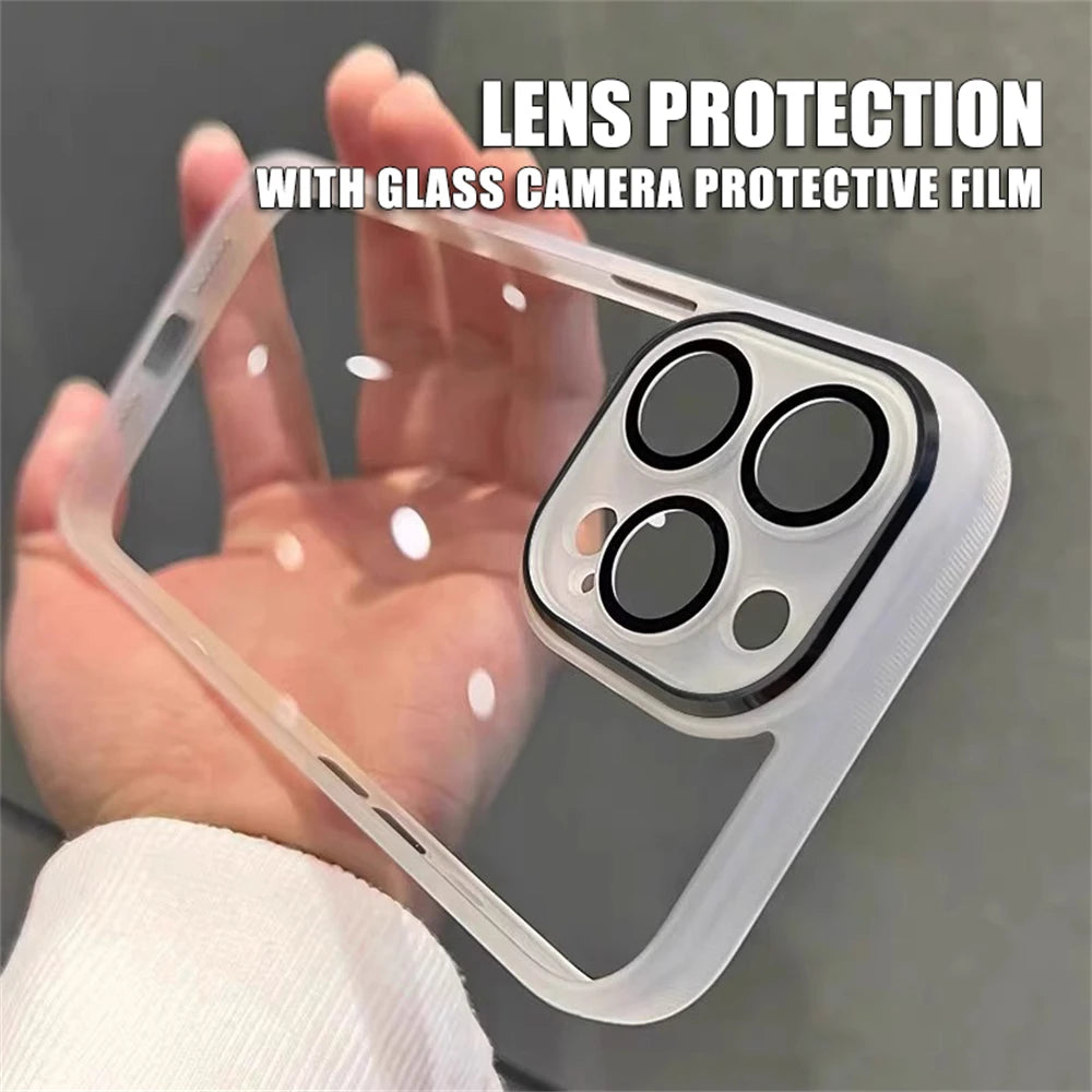 With Lens Protection Transparent Shockproof Case For iPhone