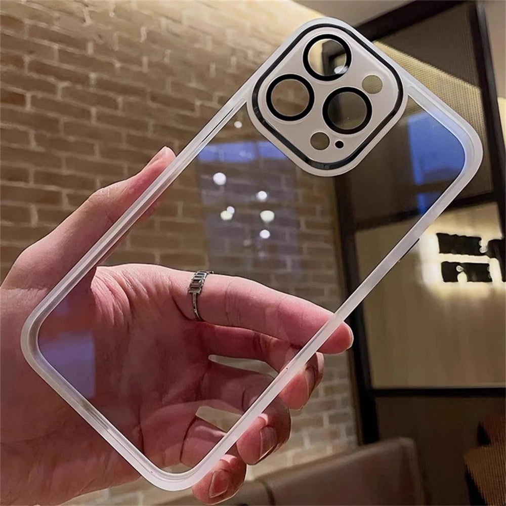 With Lens Protection Transparent Shockproof Case For iPhone