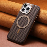Luxury Leather Carbon Fiber Texture Magnetic Shockproof Phone Case for iPhone