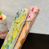 Oil Painting Style Floral Glossy Anti-Fall Soft Case for IPhone