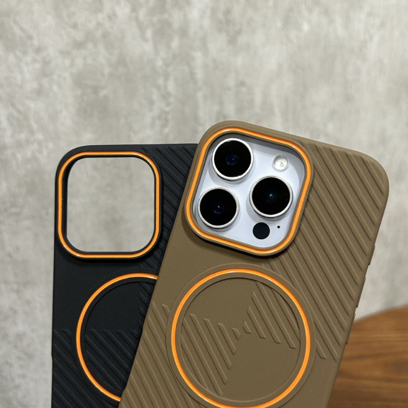 Diagonal Stripes Fine Circle Magnetic Hit color Case For iPhone