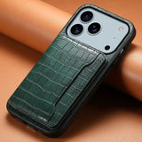 Vintage Crocodile Texture Leather Card Holder Case for iPhone