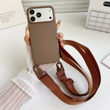 Crossbody Strap Matte Silicone Shockproof Soft Case For iPhone