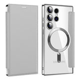 Luxury Transparent Flip Leather Wallet Magnetic Case For Samsung