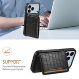 Vintage Crocodile Texture Leather Card Holder Case for iPhone