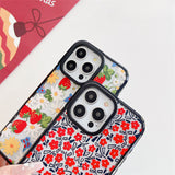 Cute Red Flower Cherry Painting Phone Case For iPhone