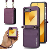 Crossbody Lanyard & Card Slots Leather Case for Samsung Z Flip