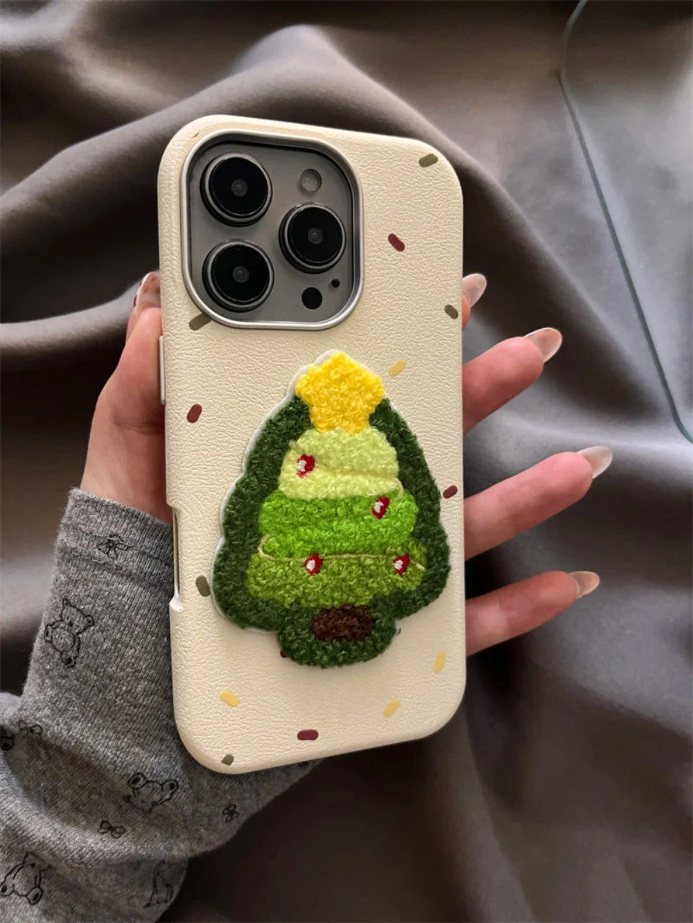 Embroidered Christmas tree stand Case For iPhone