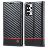 Business Carbon Fiber Leather Wallet Card Phone Case for Samsung