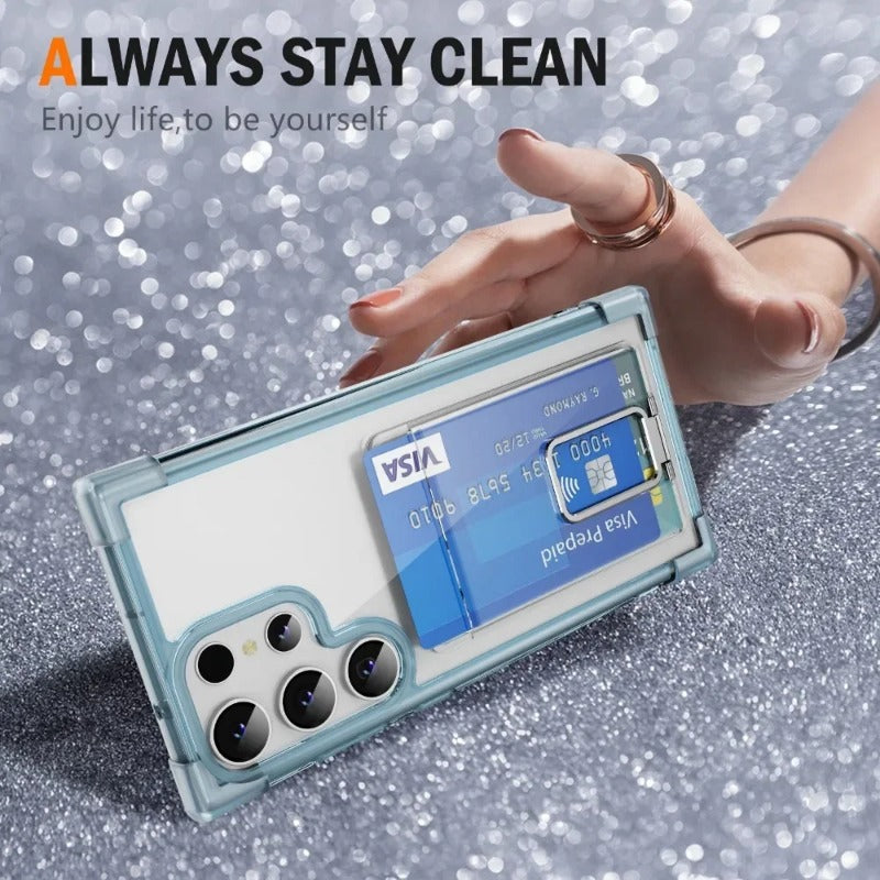 Transparent with Card Slot Holder Phone Case For Samsung
