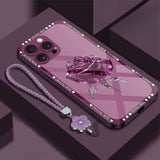 Romantic Rose Electroplated Case with Lanyard for iPhone