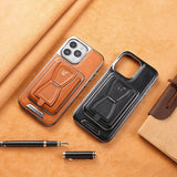 2‑in‑1 Magnetic Card Holder Leather Case with Stand for iPhone