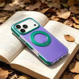 Color Block Clear Magnetic Kickstand Case for iPhone