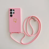 Heart Design Crossbody Strap Shockproof Case for Samsung