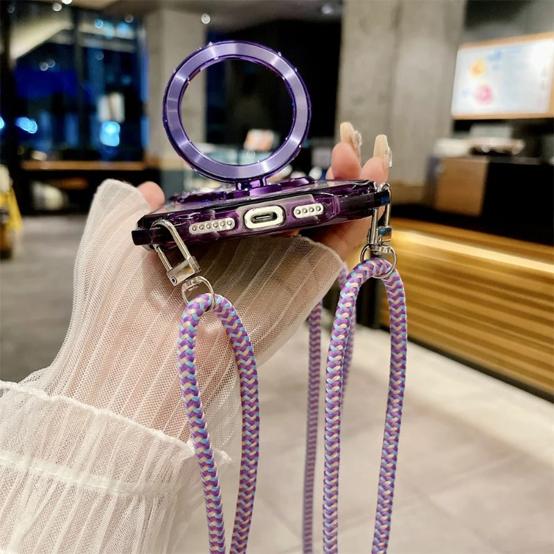 Crossbody Necklace Lanyard Magnetic Stand Phone Case for Samsung