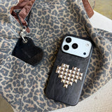 Punk Heart Cross Rivet Leather Shockproof Case for iPhone