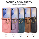 Leather Magnetic Crossbody Wallet Case for Samsung Z Flip