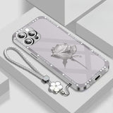 Romantic Rose Electroplated Case with Lanyard for iPhone