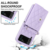 Stylish Quilted Crossbody Card Holder Leather Case for Samsung