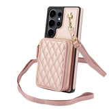 Leather Zippered Card Holder Crossbody Phone Case for Samsung