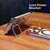 Metal Lens Bracket Clear Electroplated Magnetic Phone Case for IPhone