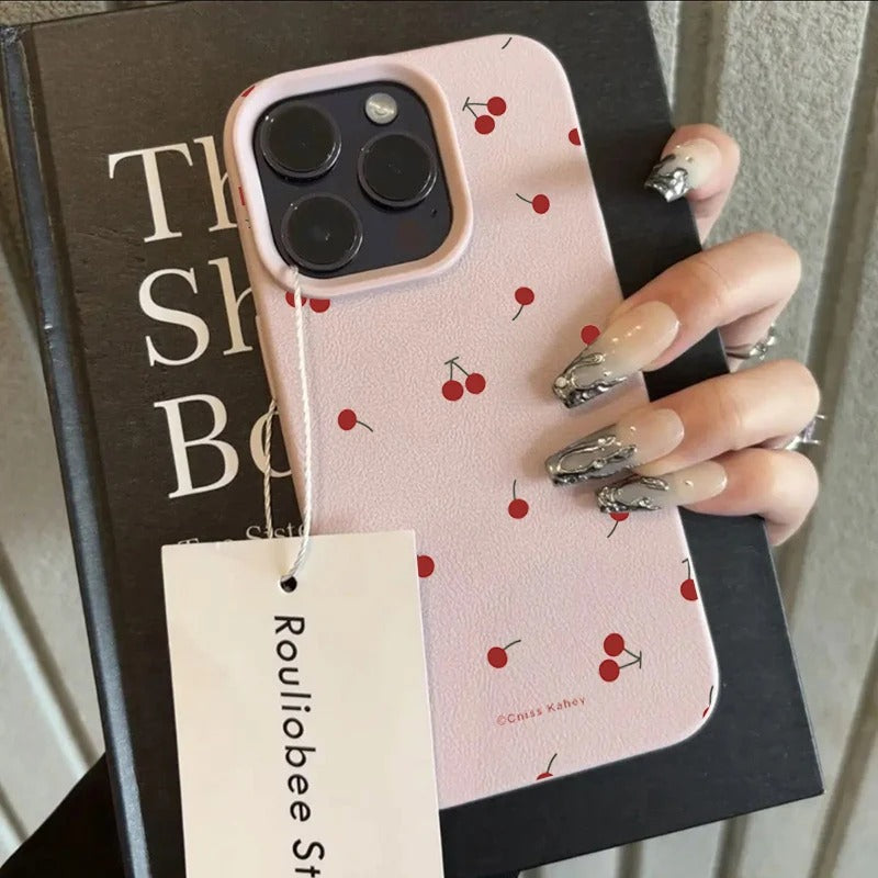 Cute Cartoon Cherry Lichee Pattern Silicone Cover for iPhone
