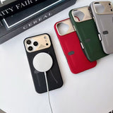 Plaid Card Pocket AI Button Cooling Hard Case for iPhone