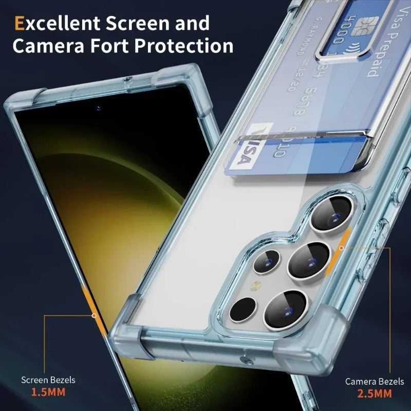 Transparent with Card Slot Holder Phone Case For Samsung
