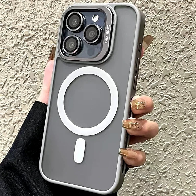 Luxury Magnetic Matte Lens Bracket Case For iPhone