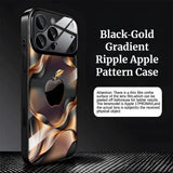 Black‑Gold Gradient Ripple Apple Pattern Case for iPhone