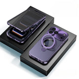 Metal Magnetic Anti-Peep Case with Kickstand for iPhone