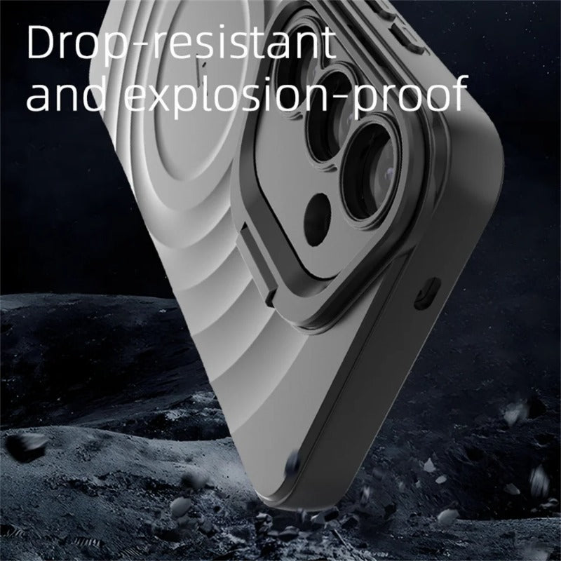 Fold Lens Stand Water Wave Magnetic Phone Case For Samsung